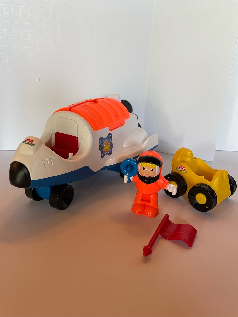Fisher-Price White, Orange & Yellow Space Shuttle Playset with Poseable figure